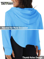 TACVASEN UPF80+ Summer UV Protection Hoodie Womens Outdoor Hiking SunBlock Pullover Tops Quick Dry Breathable Lightweight Shirts