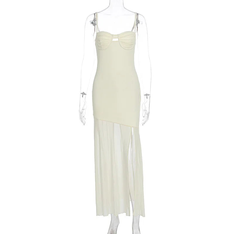 Backless Mesh Maxi Dress