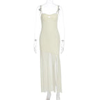Backless Mesh Maxi Dress