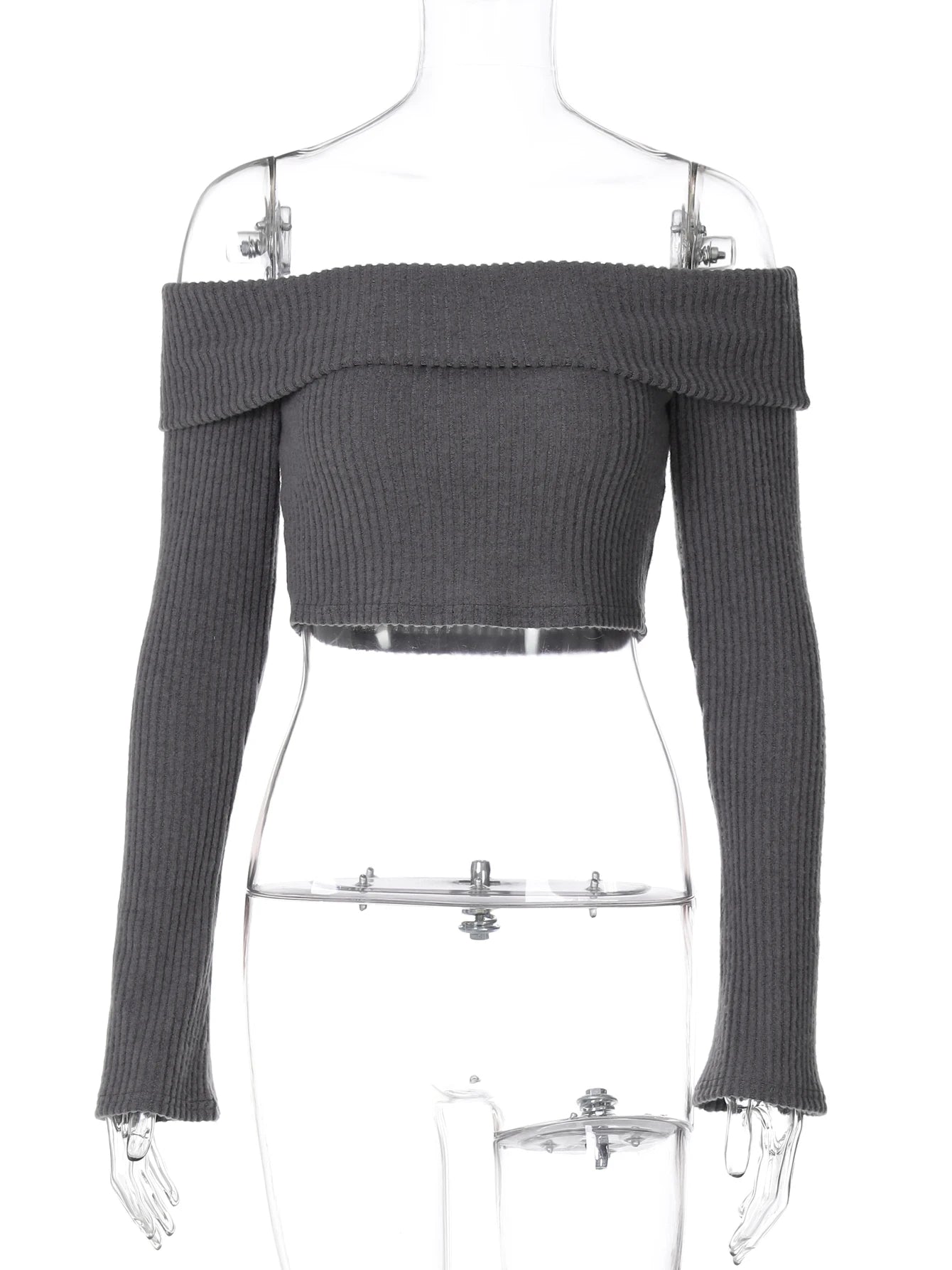 Off-Shoulder Flare-Sleeve Crop Top