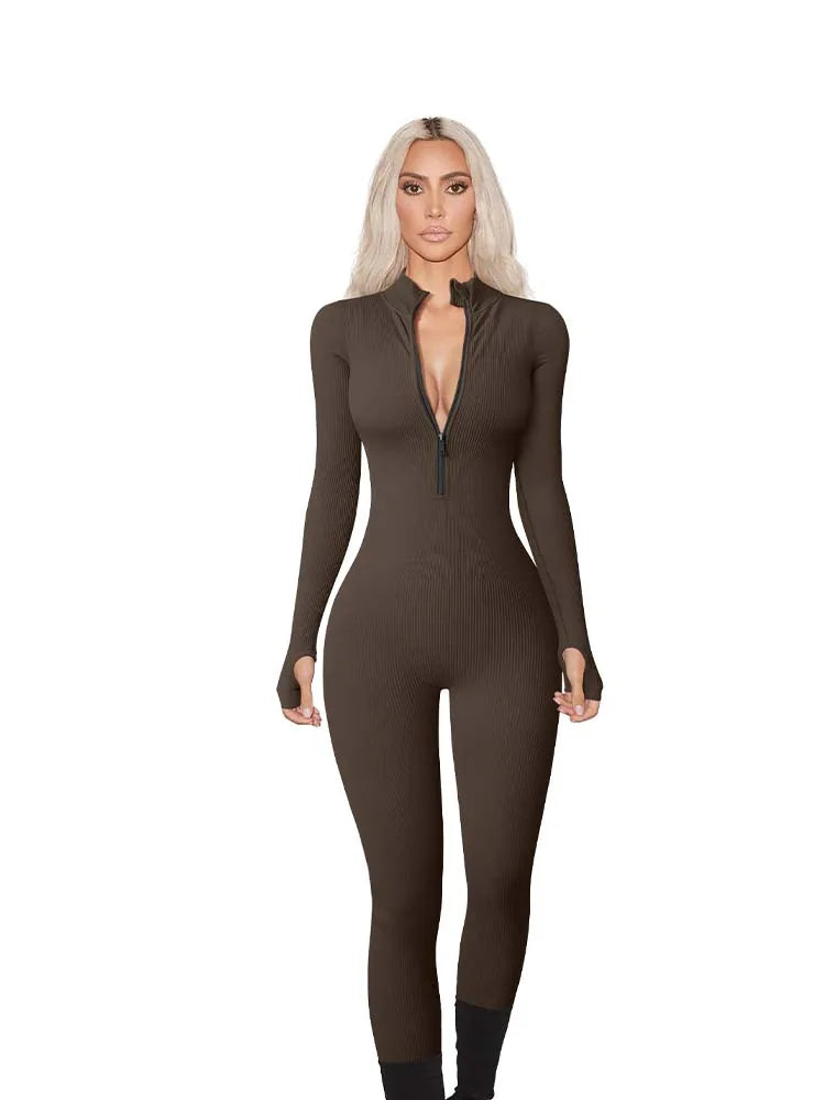 Long-Sleeve Active Jumpsuit