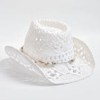 Shell-Trim Woven Straw Sun Hat