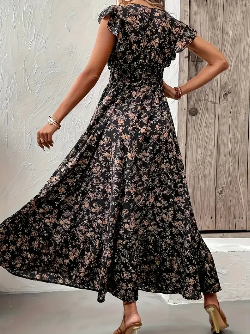 Curve Floral Ruffle Maxi Dress