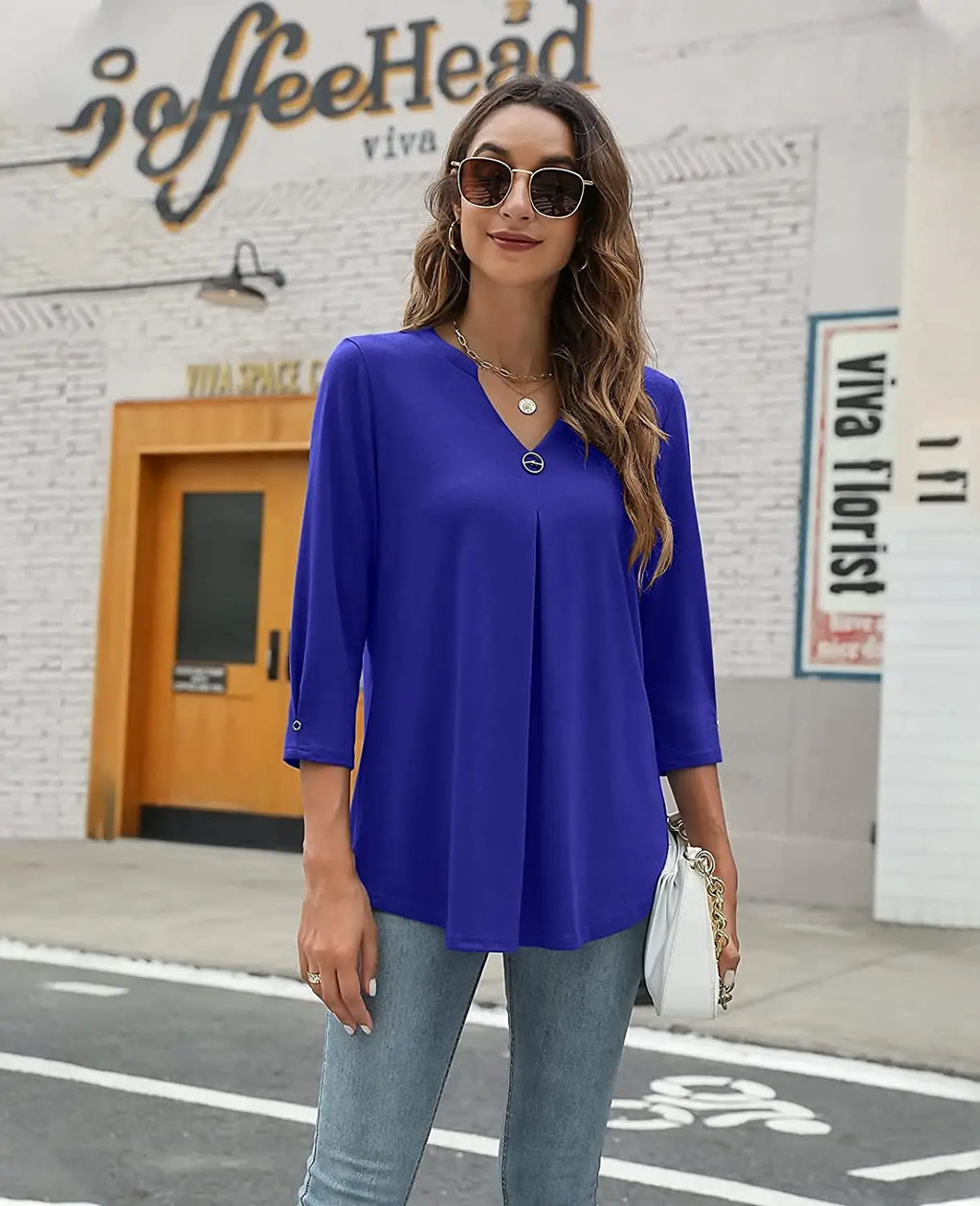 Pleated V-Neck Slim-Fit T-Shirt