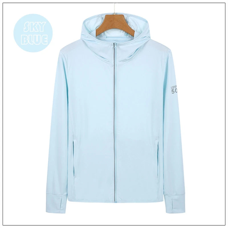 UPF50+ Sun Protection Jacket for Men and Women Sports Clothing Ice Silk skin Coat for Walking Travel and Fishing Sports