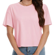 TACVASEN UPF 50+ Cropped Cotton T-Shirts Womens Summer Short Sleeve Casual Crew Neck Tops Breathable Sun UV Block Outdoor Tees