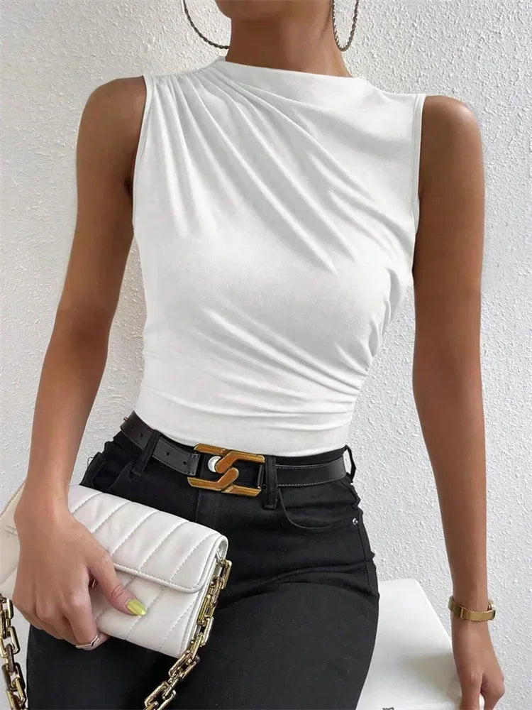 Ruched Mock-Neck Tank