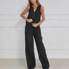 Linen Tank Top & Wide-Leg Pants Set