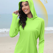 Women's Sunscreen Hoodie with Thumb Buckle and Hidden Ponytail Hole, Outdoor Running Fitness Sports, Leisure Sunscreen T-shirt