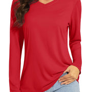 TACVASEN Summer UPF 50+ Long Sleeve T-Shirts Womens Sun Protection V Neck Fashion Tee Shirts Quick Dry Outdoor Hiking Pullover