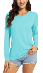 TACVASEN Summer UPF 50+ Long Sleeve T-Shirts Womens Sun Protection V Neck Fashion Tee Shirts Quick Dry Outdoor Hiking Pullover