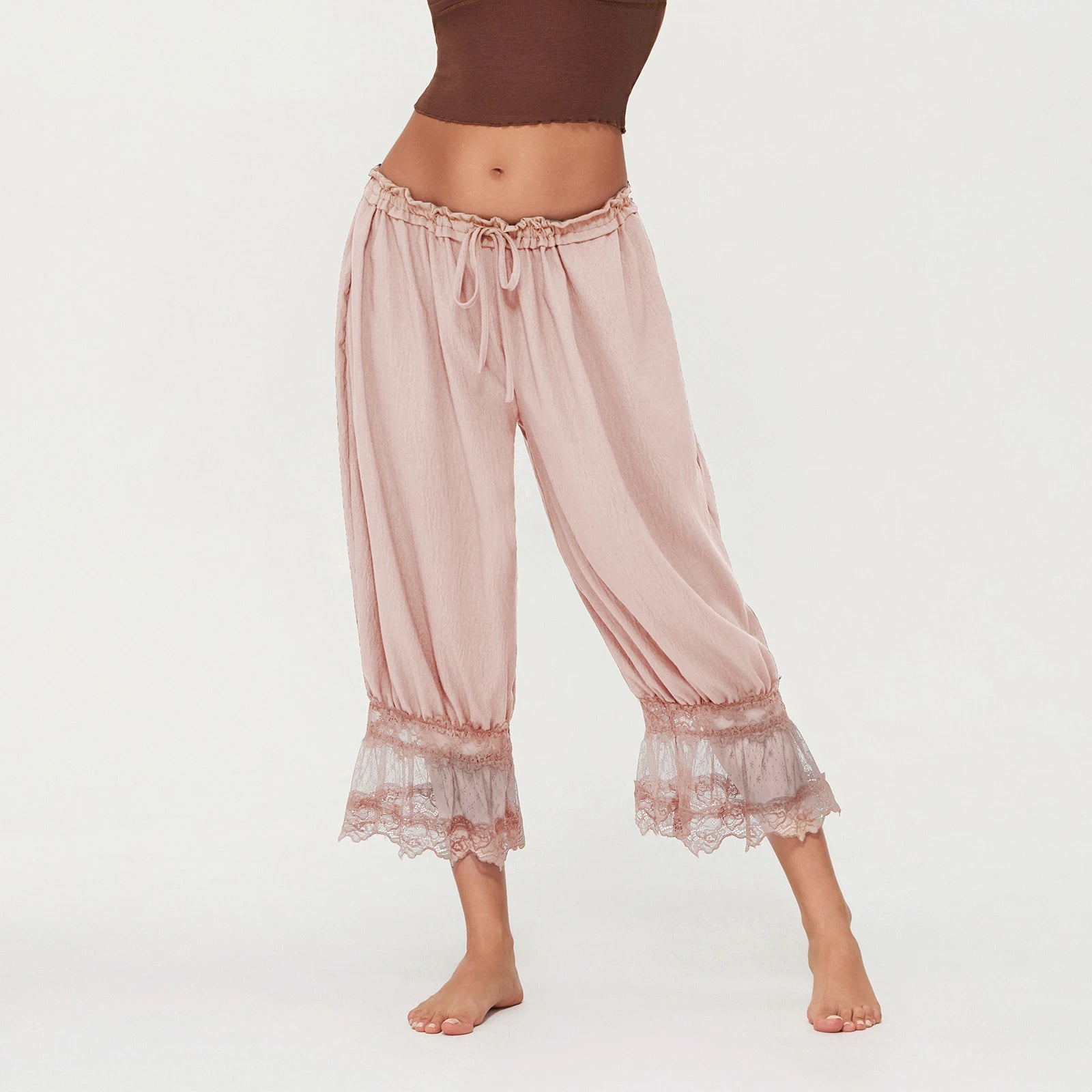 Lace-Patchwork Cropped Bloomers