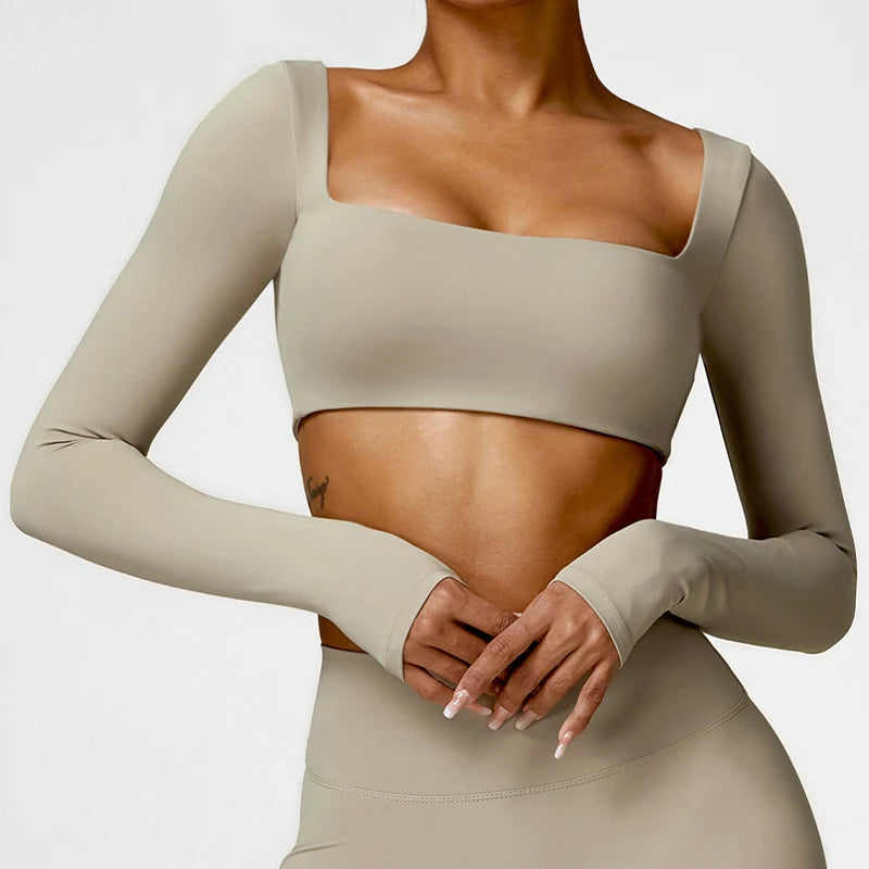 Square-Neck Long-Sleeve Training Top