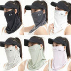 Durable UV Protection Sunscreen Face Veil Breathable Sunshade Ice Silk Face Mask Ear Hanging Summer Face Cover