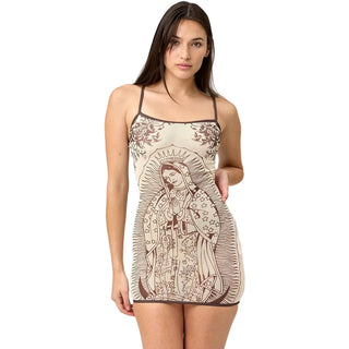 Abstract Print Sheer Bodycon Mini Dress