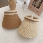 Open-Crown Straw Sun Visor