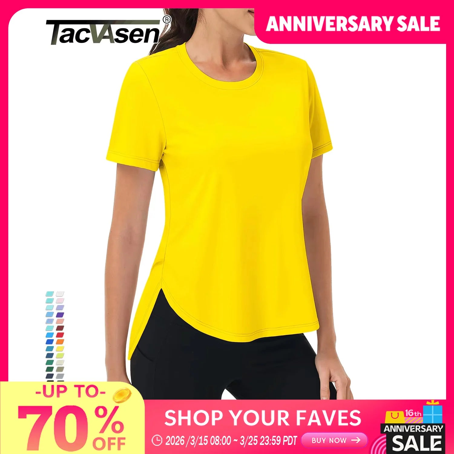 TACVASEN UPF 50+ Workout Tops for Women Short Sleeve Sun Protection Quick Dry Wicking T Shirt Summer Yoga Athletic Running Gym