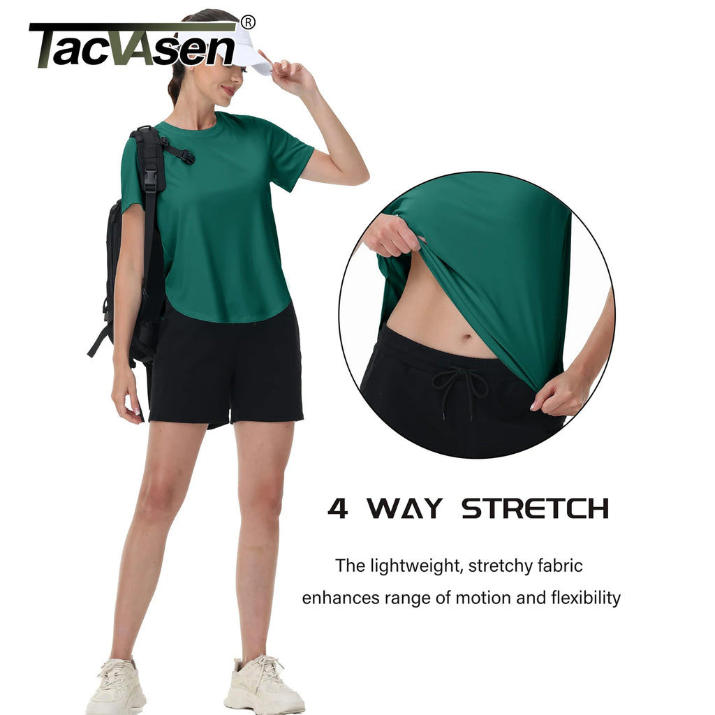 TACVASEN UPF 50+ Workout Tops for Women Short Sleeve Sun Protection Quick Dry Wicking T Shirt Summer Yoga Athletic Running Gym