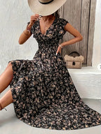 Curve Floral Ruffle Maxi Dress