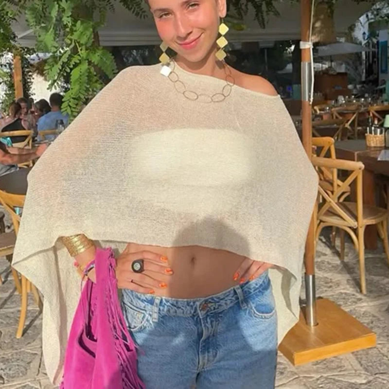 Knitted Smocked Beach Cover-Up