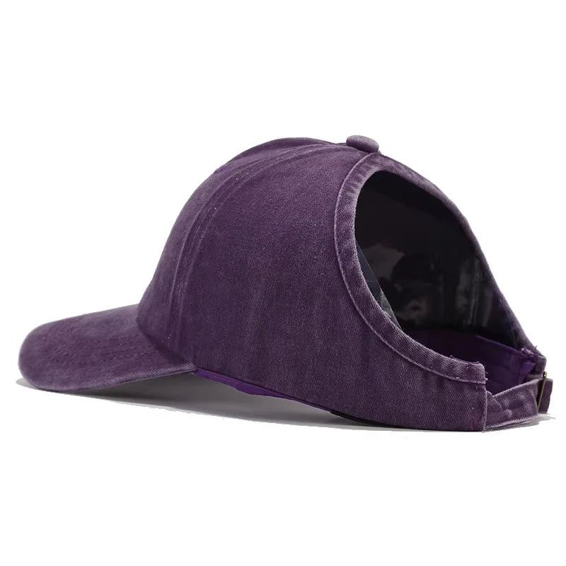 Washed High Ponytail Baseball Cap