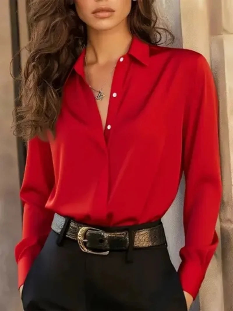 Isla Button-Up Long-Sleeve Blouse