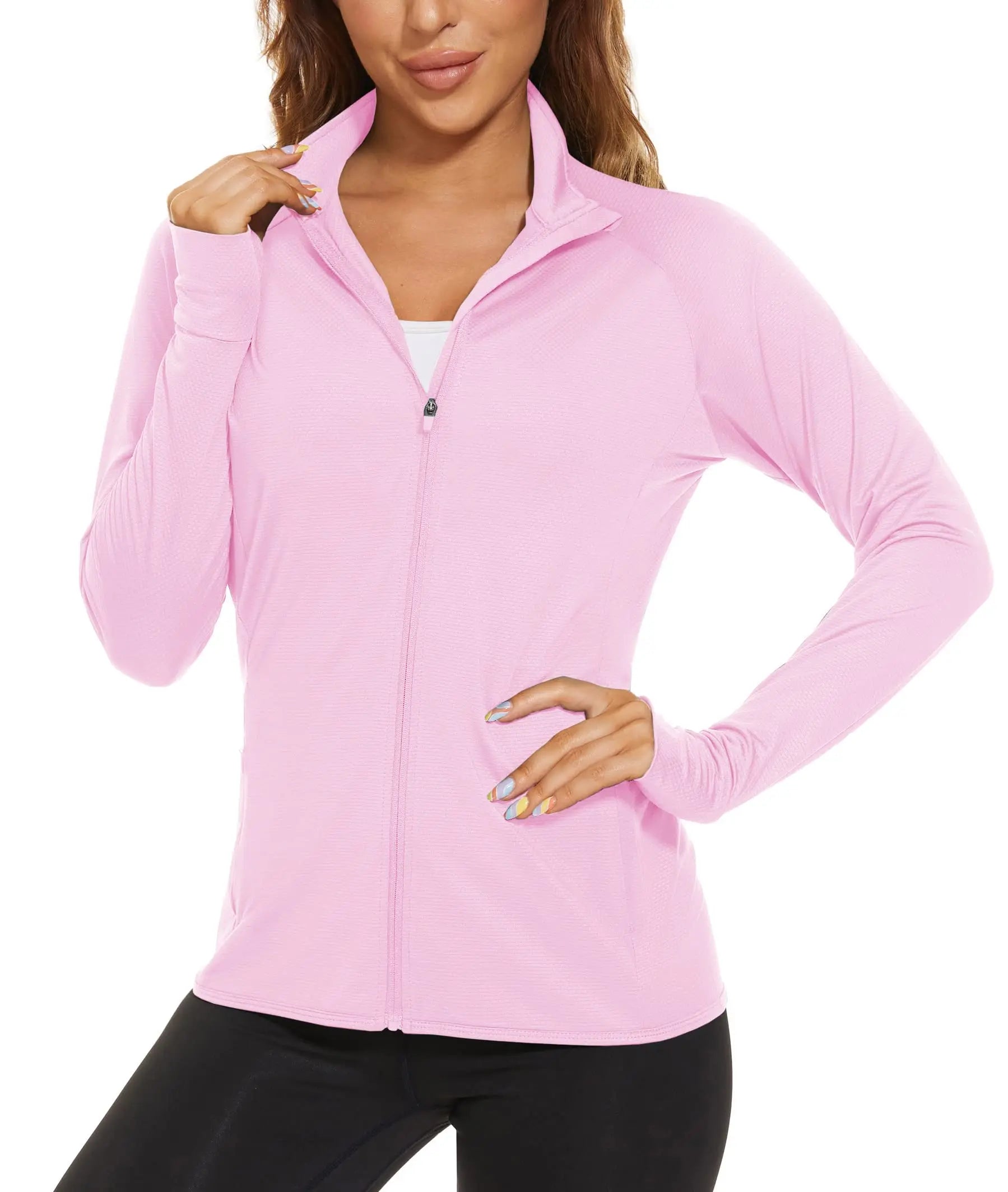 TACVASEN Full Zip UPF 50+ Sun Protection Summer Jackets Womens Long Sleeve Shirts Casual Jackets W/ Zipper Pockets Tops Outdoor