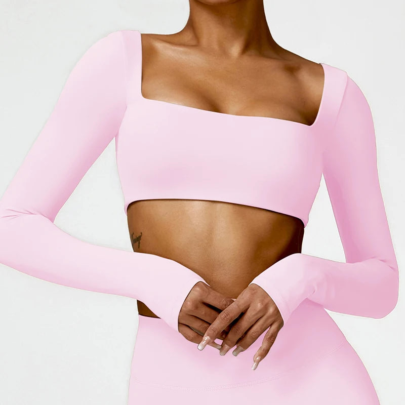 Square-Neck Long-Sleeve Training Top