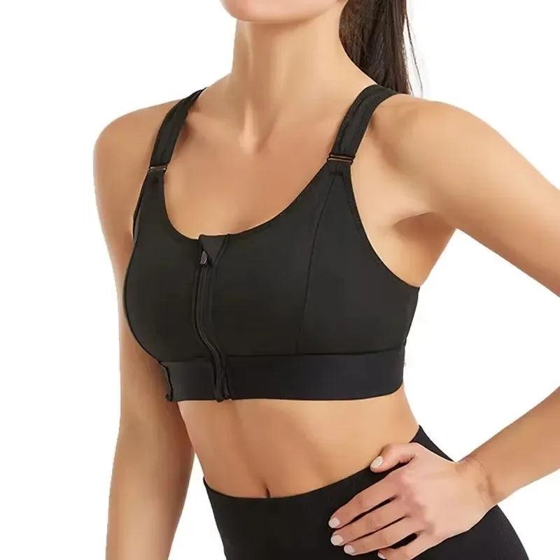Aurelia Sun Front Zip Adjustable Sports Bra – Black – image 3