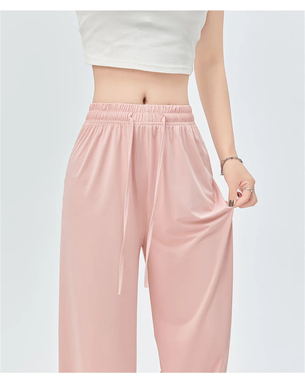 Summer Ice  Pants  Wide Leg Petite To Regular UPF50+  Sunscreen Pants, Breathable, Thin, Hanging Casual Pants Elastic Stretchy