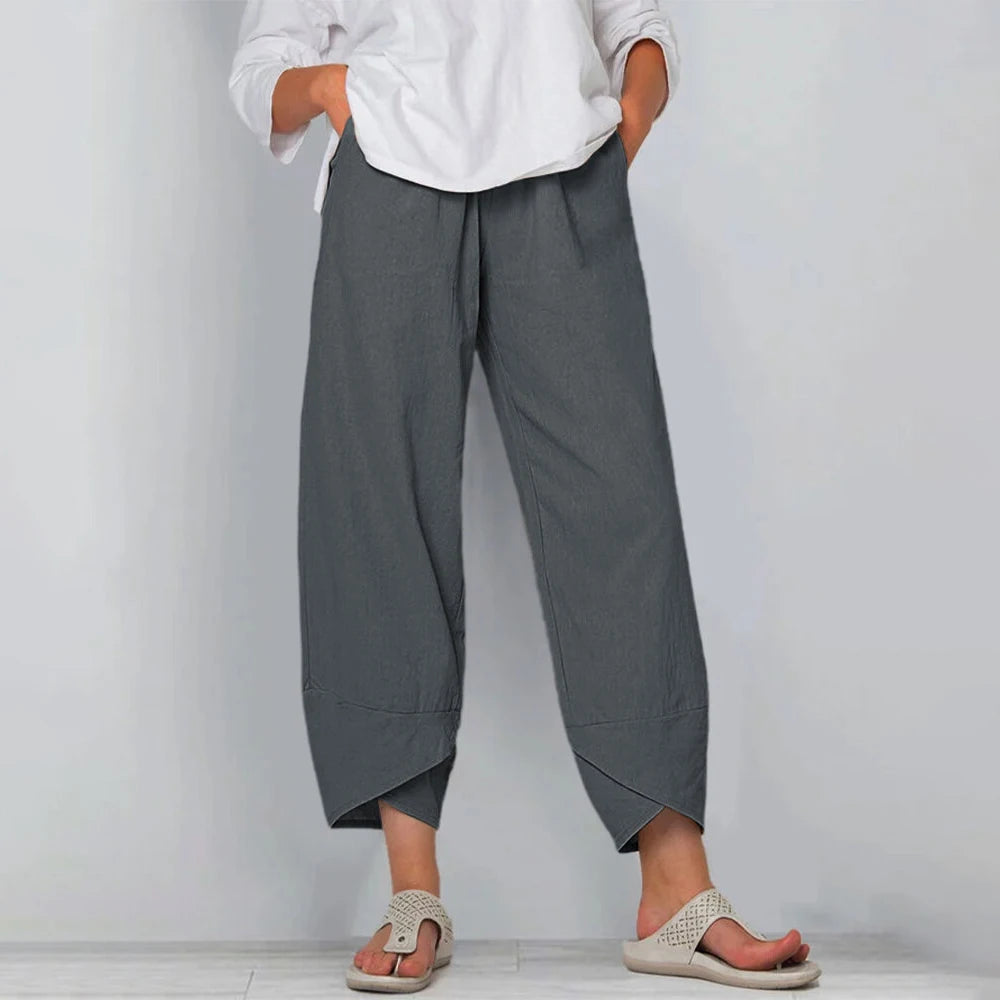 Cotton-Linen Wide-Leg Harem Pants