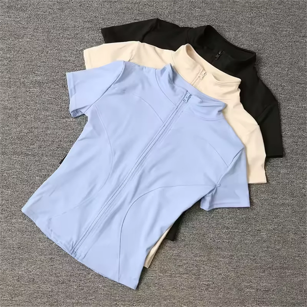 Zip-Front Short-Sleeve Training Top