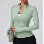 2026 Summer New Women's Sun Protection Jacket with Stand-up Collar Waist-Cinching Slim-Fit Long Sleeve Cardigan Yoga Top