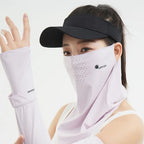 Durable UV Protection Sunscreen Face Veil Breathable Sunshade Ice Silk Face Mask Ear Hanging Summer Face Cover