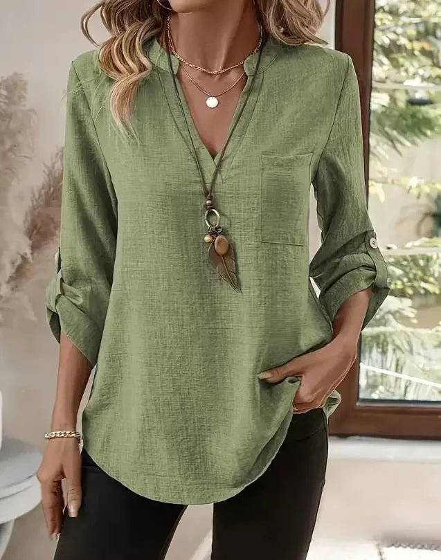 Aurelia Sun Relaxed Oversized Button-Up Blouse – Black