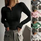 Button-Up Slim-Fit Long-Sleeve T-Shirt
