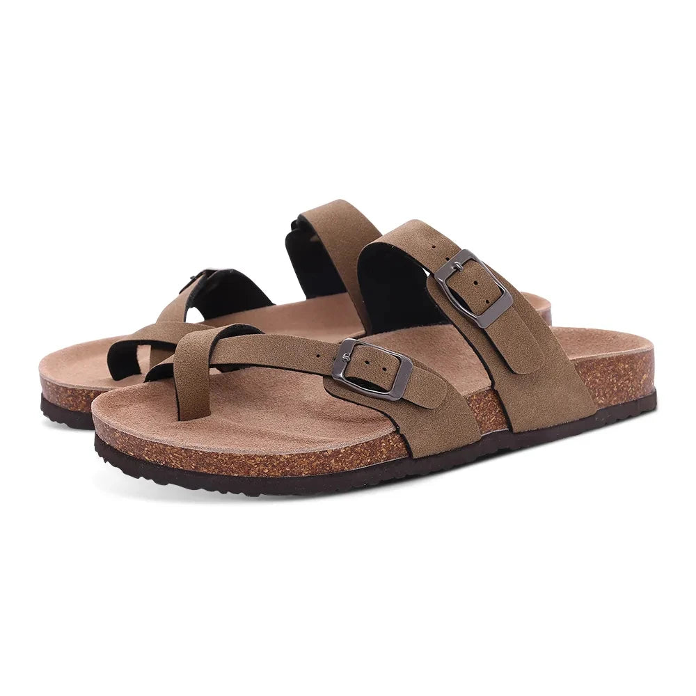 Adjustable Buckle Suede Mules