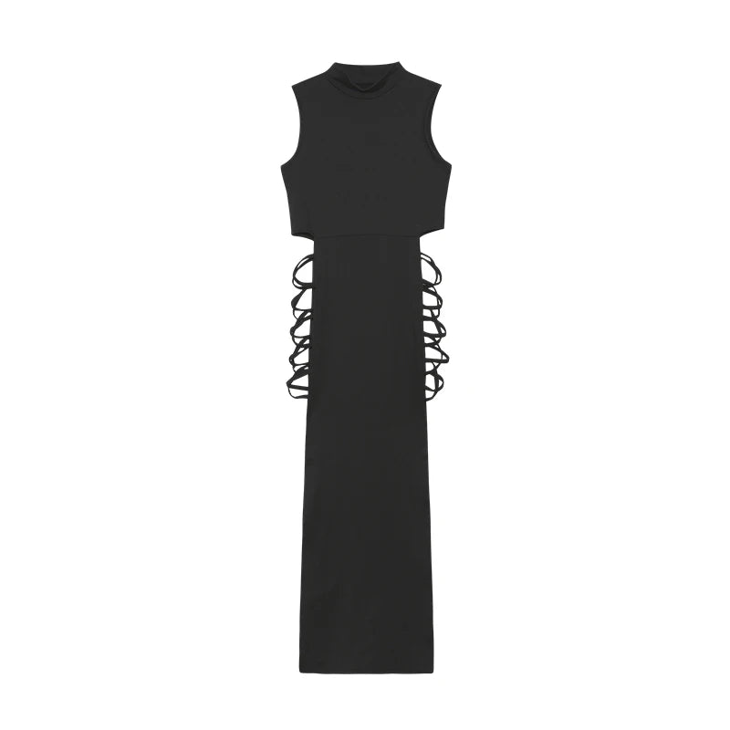 Cross-Front Cut-Out Midi Dress