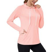 TACVASEN Women's UPF80+ Windproof Quick-Dry Hooded Long Sleeve Shirt with Raglan Thumbhole & Hidden Pocket Hair Port
