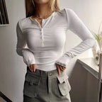 Button-Up Slim-Fit Long-Sleeve T-Shirt