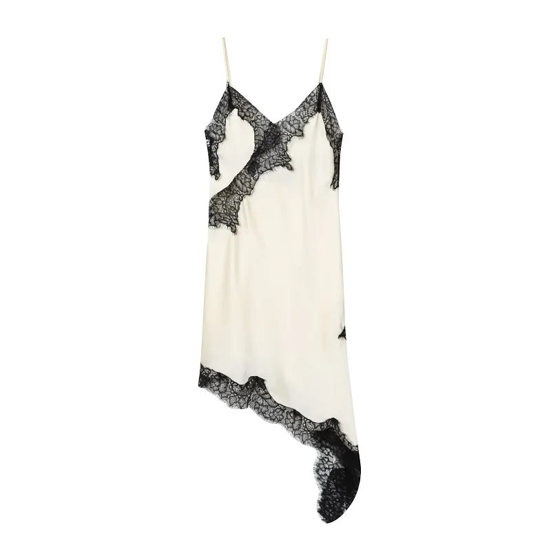 Asymmetric Lace Mini Slip Dress