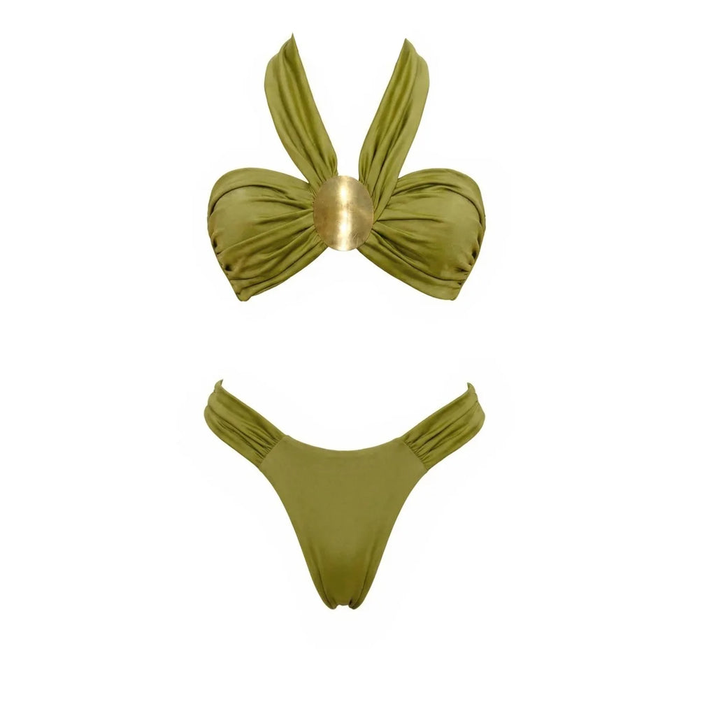 Strappy Three-Piece Bandeau Bikini Set