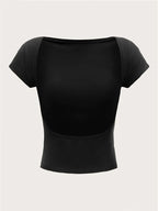 Open-Back Short-Sleeve Crop Tee