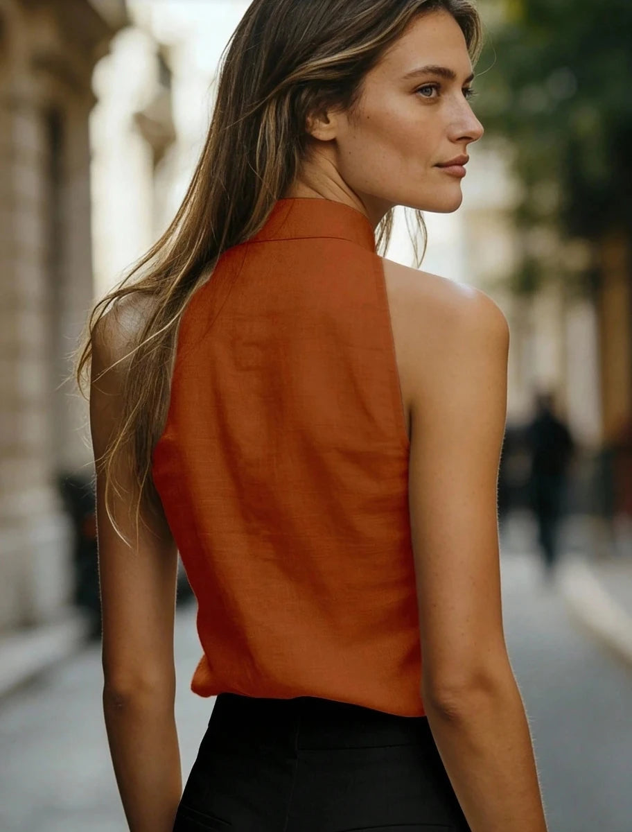 Cotton-Linen Sleeveless Blouse