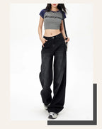 Denim High-Waist Straight-Leg Jeans