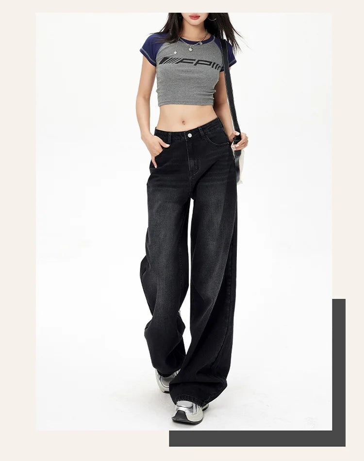 Denim High-Waist Straight-Leg Jeans