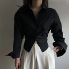 Long-Sleeve Backless Slim-Fit Blouse