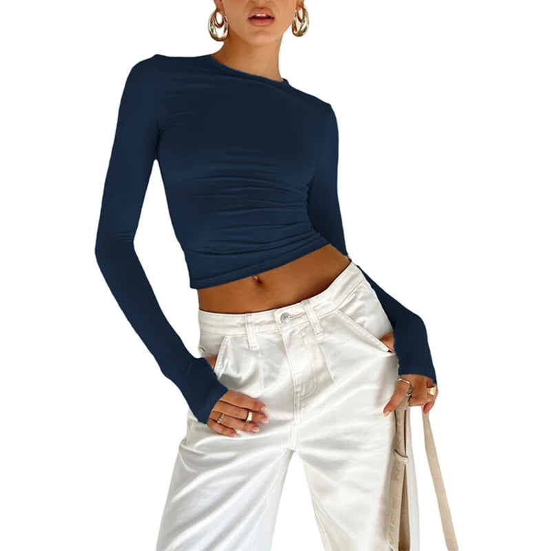 Thumbhole Long-Sleeve Crop Top