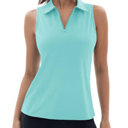 TACVASEN UPF50+ Quick Dry Polo Shirts Womens Summer Golf Sleeveless Workout Tees Sun UV Protection Outdoor Fitness Gym Tank Tops