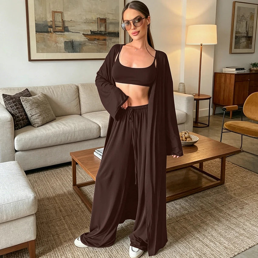 Three-Piece Knit Pyjama & Robe Set